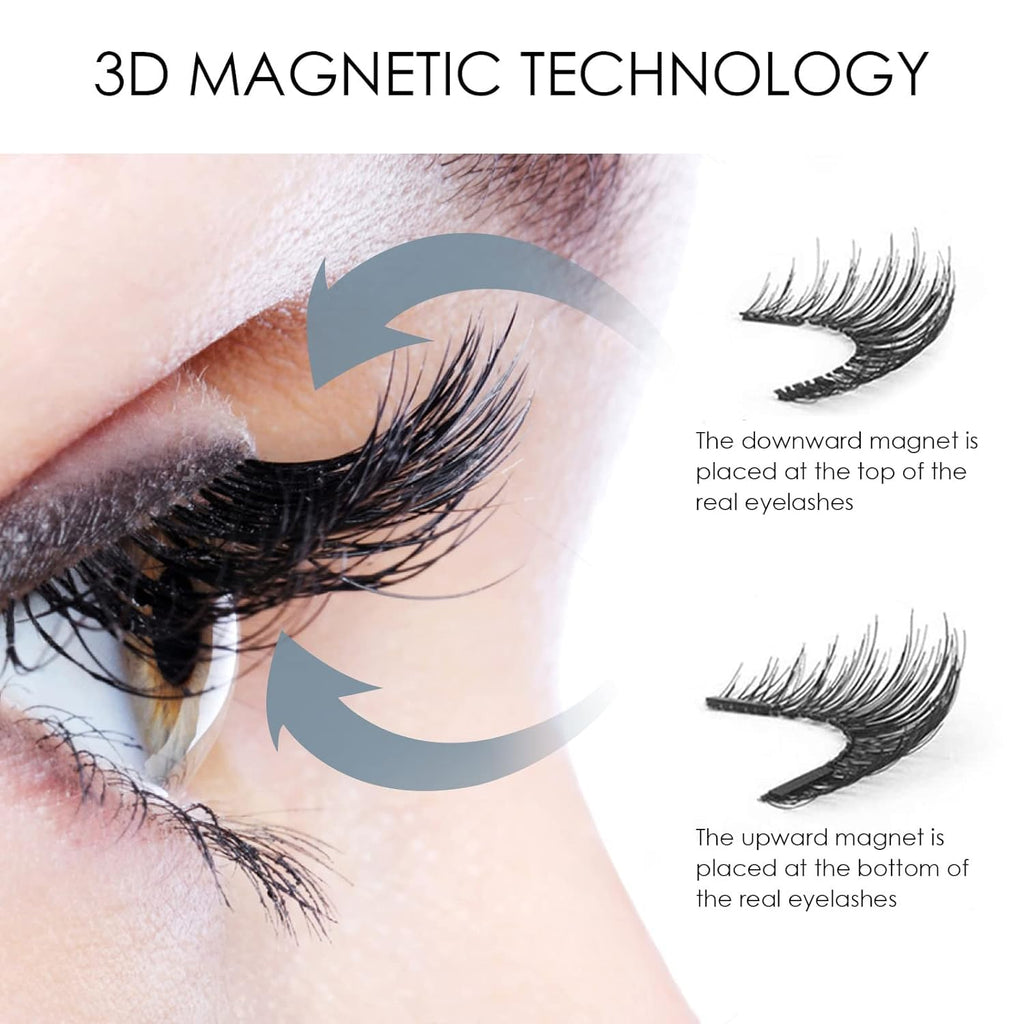 Richie House Magnetic Eyelashes - No Glue, 3D Magnetic Design, Waterproof (4 Pairs)