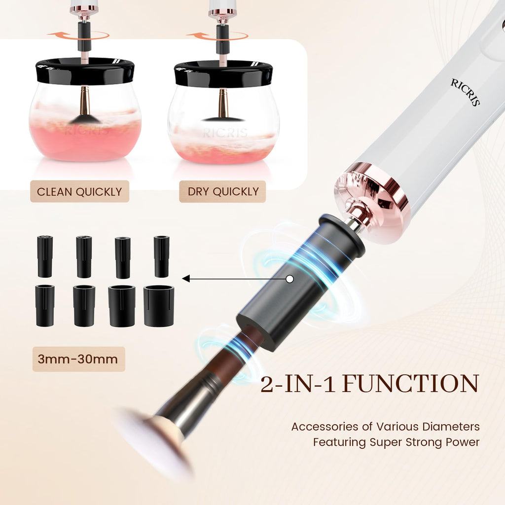 RICRIS Premium Makeup Brush Cleaner Dryer – Super-Fast Electric Spinner