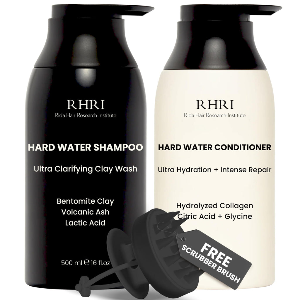 Hard Water Shampoo & Conditioner Set | Hydrating Hair Treatment for Shine & Manageability | Bentonite Clay, Volcanic Ash, Lactic Acid | 32 fl oz