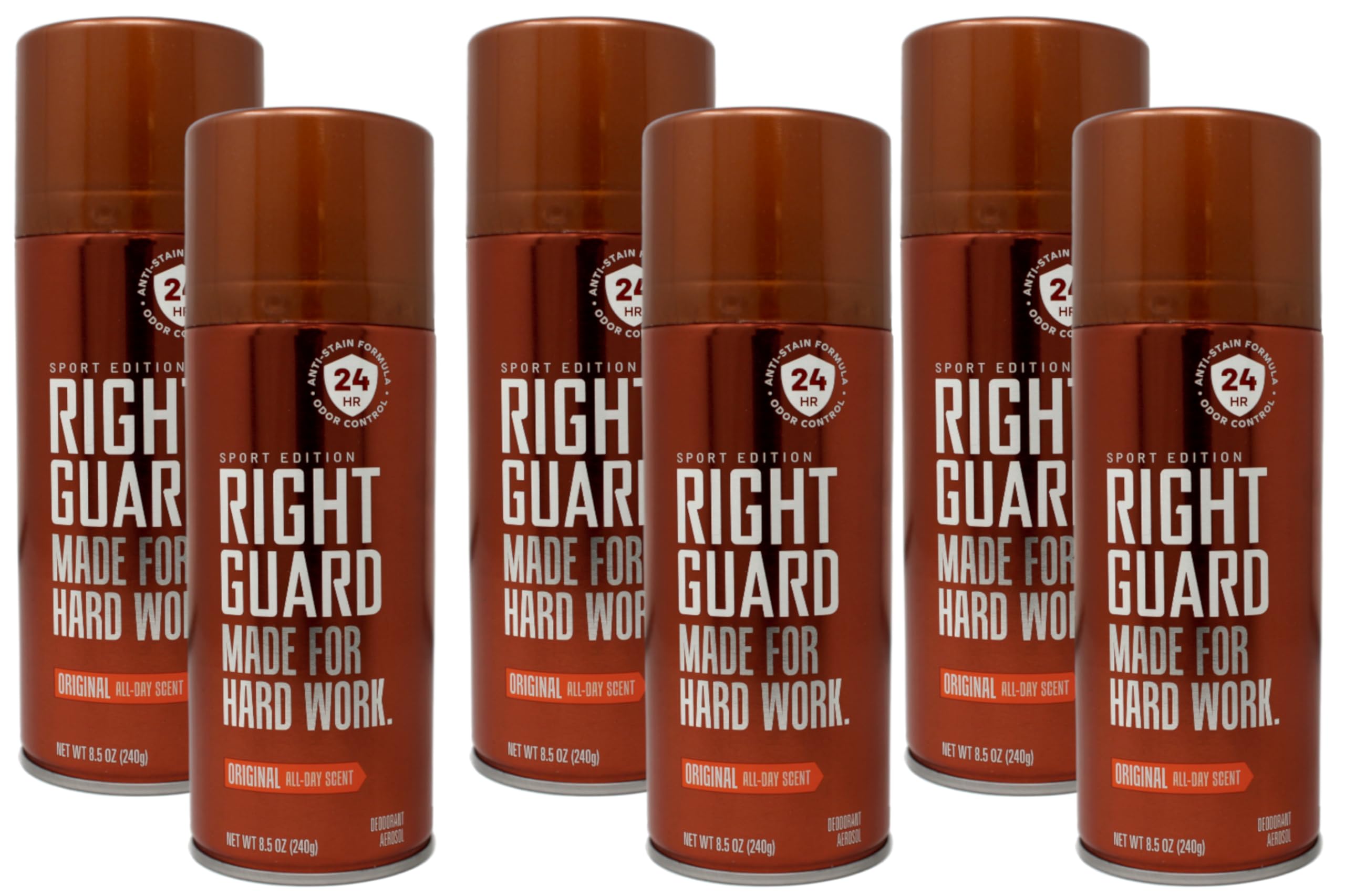 Right Guard Sport Deodorant Original Aerosol 8.5 oz – Six-Pack | All-Day Odor & Wetness Protection