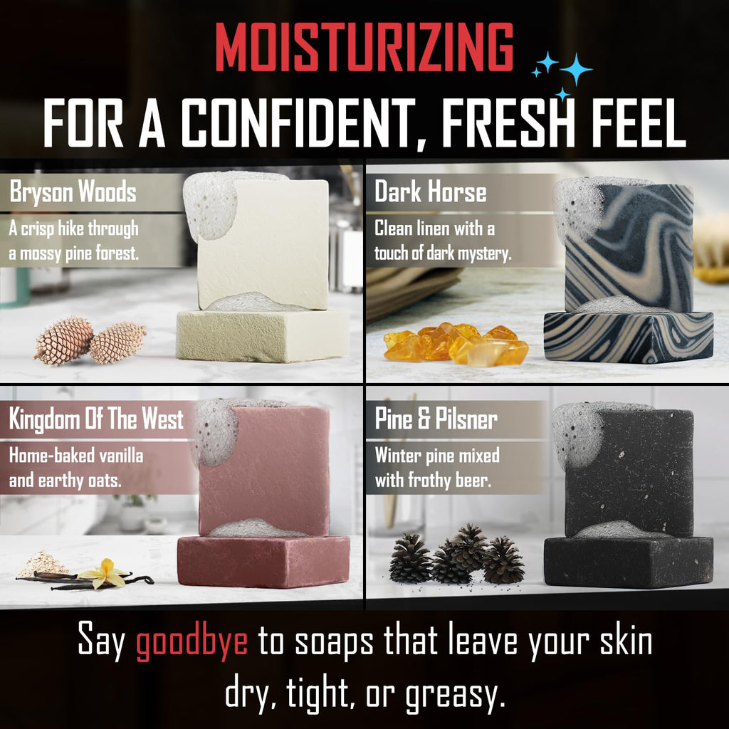 Right Wing Naturals The Frontiersman 4-Pack Bar Soap Gift Set for Men – Handcrafted Cold-Pressed, Natural Scented