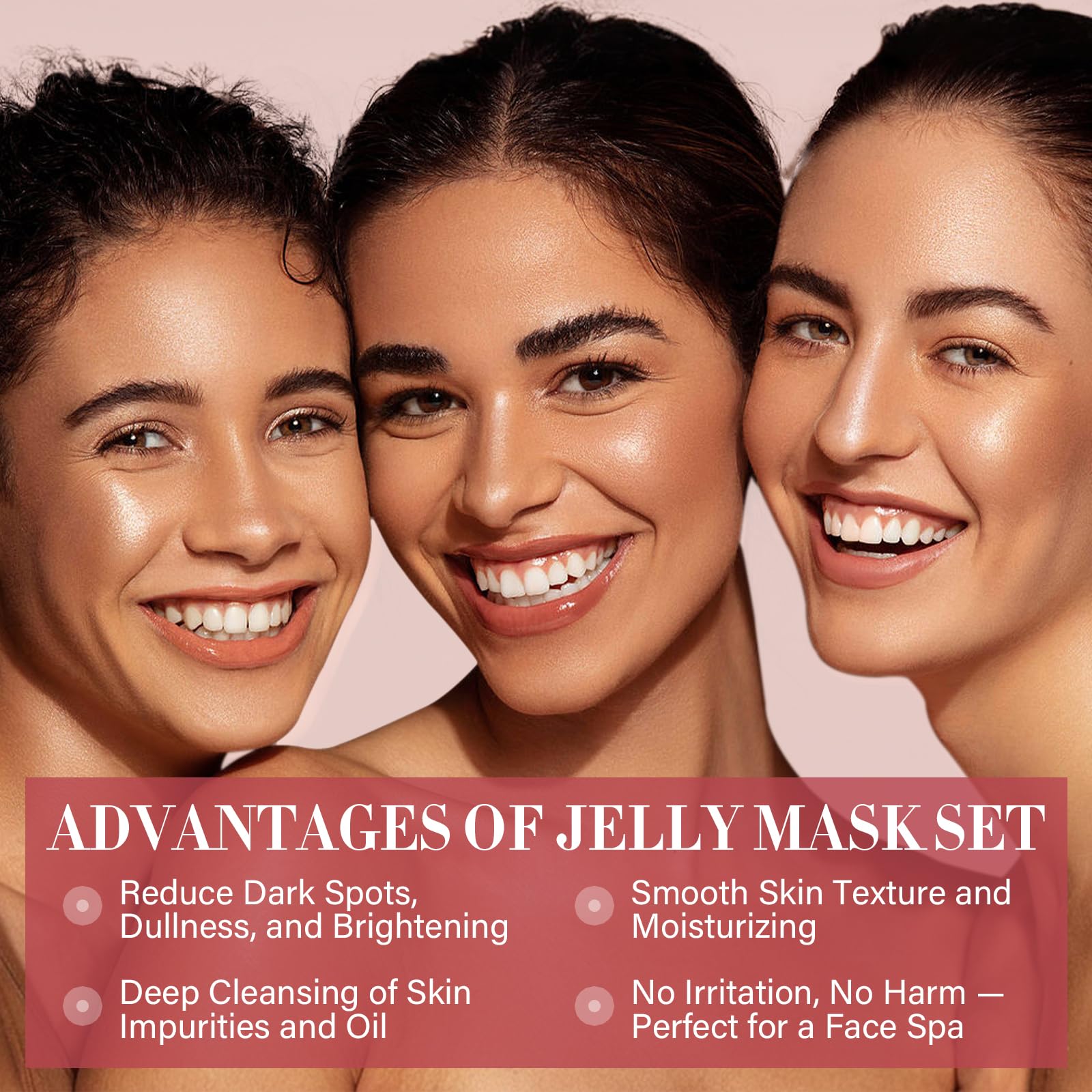 RIHAKO Jelly Mask Gift Kit – Turmeric Vitamin C, Rose & Green Tea Hydrating Face Masks
