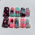 RIICFDD Duck Press-On Nails – 10 Pcs Handmade, 3D Rhinestone Hearts, Reusable Full Cover (Size M)