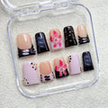 RIICFDD 10 Pcs Handmade Duck Press-On Nails – 3D Flower Gold Pearl Design (Size M)