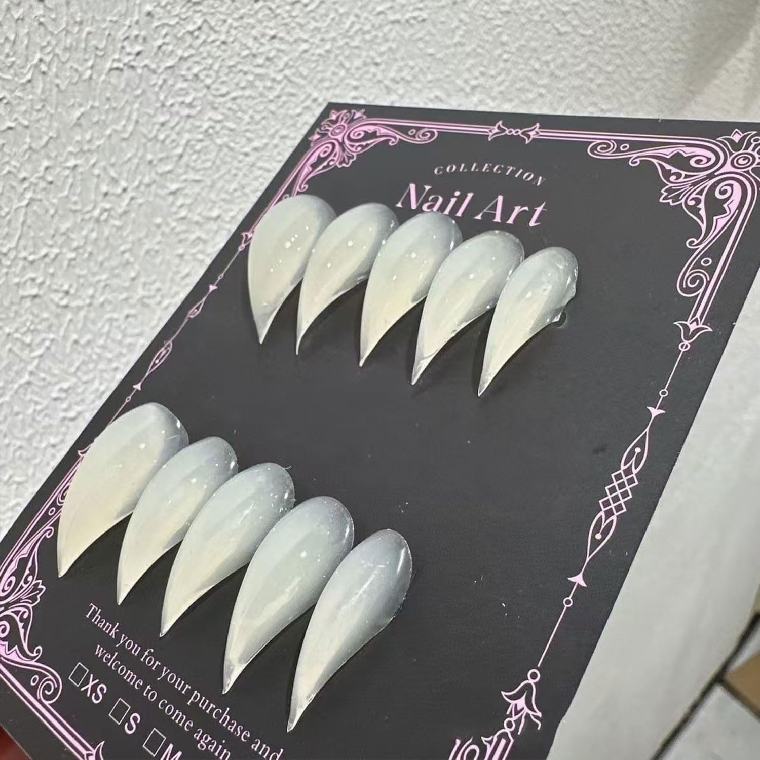 RIICFDD Halloween Press On Nails – 24 Pcs Box | Dragon Claw & Eagle Claw Design Short Curved Stiletto Goth Nails
