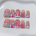 RIICFDD 10 Pcs Thick Press-On Nails – Nude Pink Glossy, Reusable with Glue (Size M)