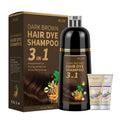 RILSIC Dark Brown Hair Dye Shampoo 3-in-1 for Grey Coverage – Ammonia-Free Herbal Color, 600ML