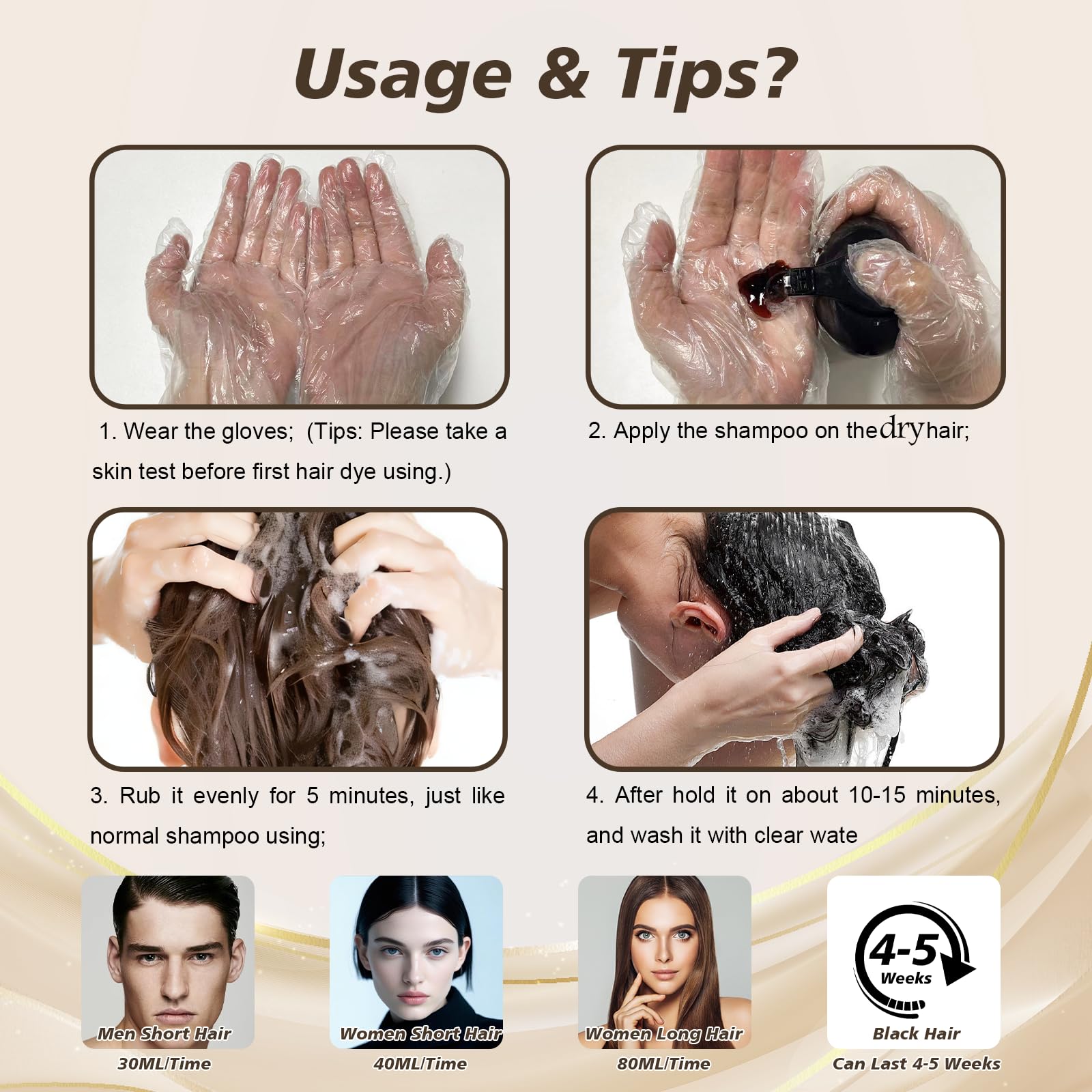 RILSIC Black Hair Dye Shampoo 3 in 1 – Ammonia-Free Grey Coverage in Minutes (600ML)