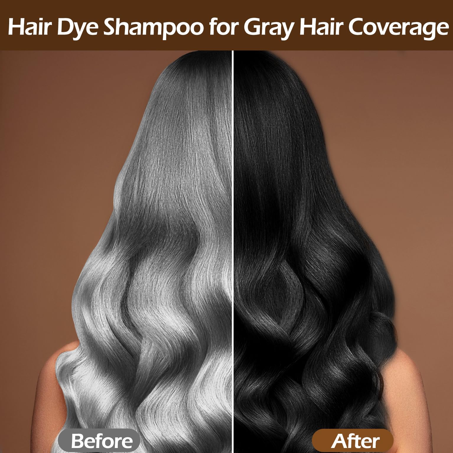 RILSIC Black Hair Dye Shampoo 3 in 1 – Ammonia-Free Grey Coverage in Minutes (600ML)