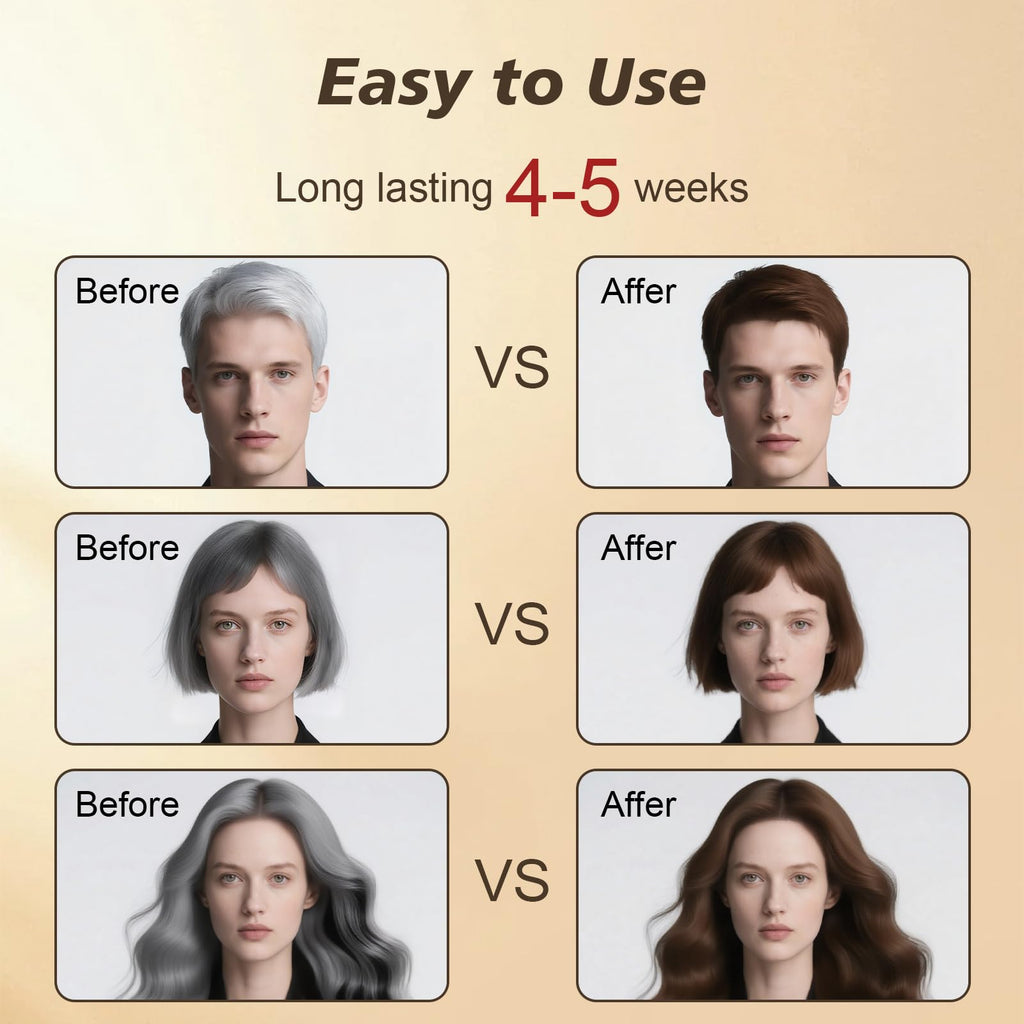 RILSIC Dark Brown Hair Dye Shampoo 3-in-1 for Grey Coverage – Ammonia-Free Herbal Color, 600ML