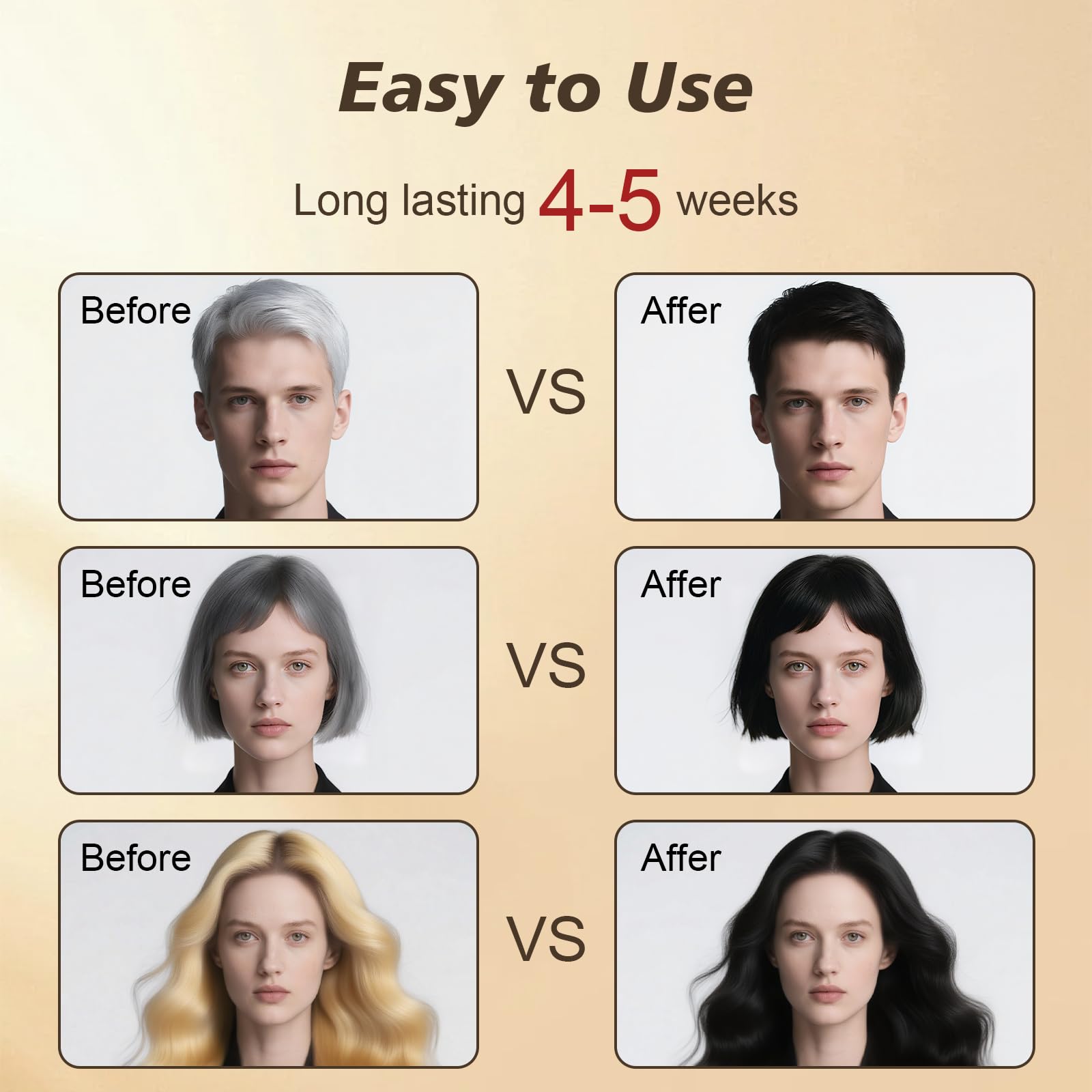 RILSIC Black Hair Dye Shampoo 3 in 1 – Ammonia-Free Grey Coverage in Minutes (600ML)