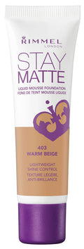 Rimmel Stay Matte Foundation, Warm Beige – Matte, Oil-Free, 1 oz