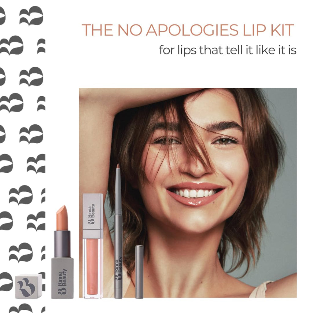 Rinna Beauty Icon Lip Kit – No Apologies | All-in-One Lip Kit (Lipstick, Lip Gloss, Lip Liner) – Nude Coral