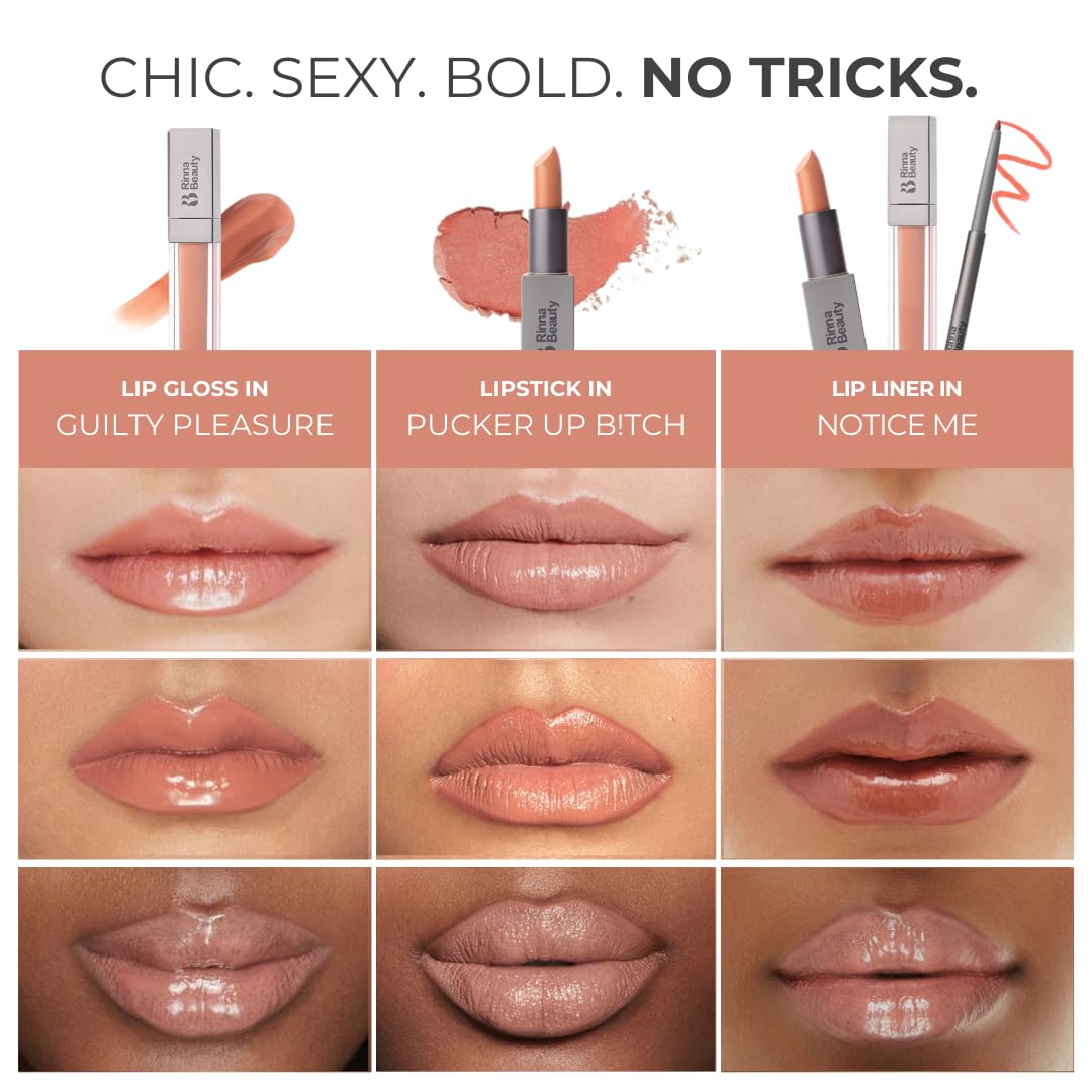 Rinna Beauty Icon Lip Kit – No Apologies | All-in-One Lip Kit (Lipstick, Lip Gloss, Lip Liner) – Nude Coral
