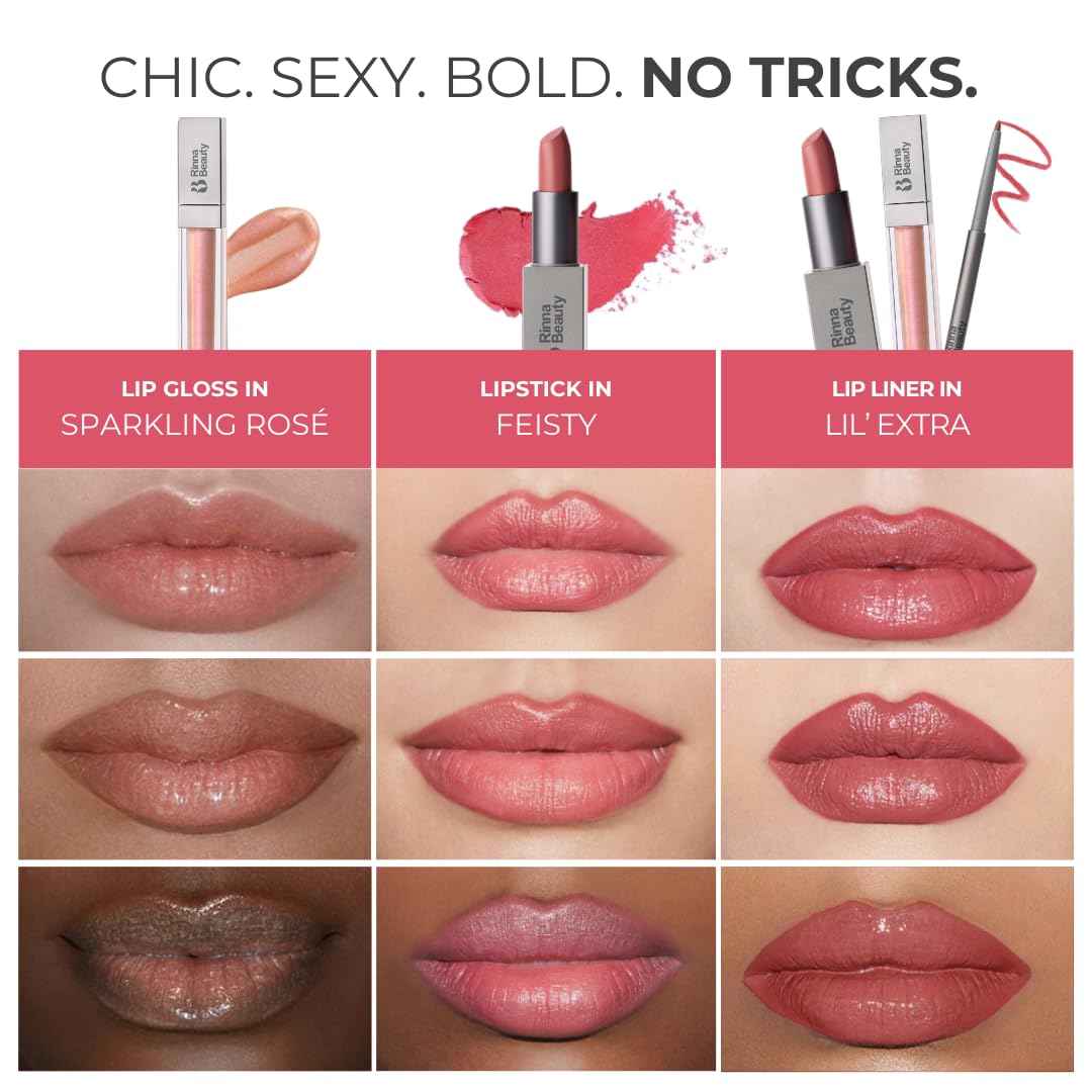 Rinna Beauty Lip Kit Rodeo Drive – All-In-One Perfect Rose Lip Color (Lipstick, Lip Gloss, Lip Liner) – Vegan, Cruelty-Free