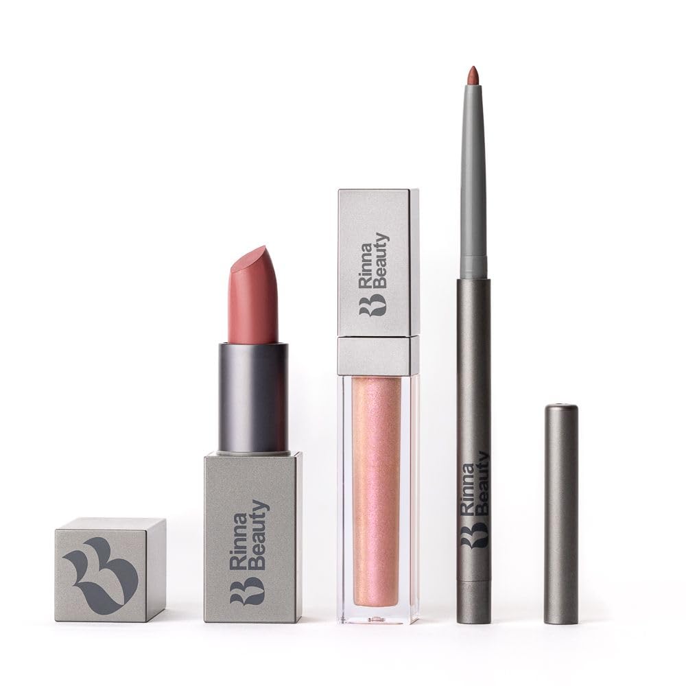 Rinna Beauty Lip Kit Rodeo Drive – All-In-One Perfect Rose Lip Color (Lipstick, Lip Gloss, Lip Liner) – Vegan, Cruelty-Free