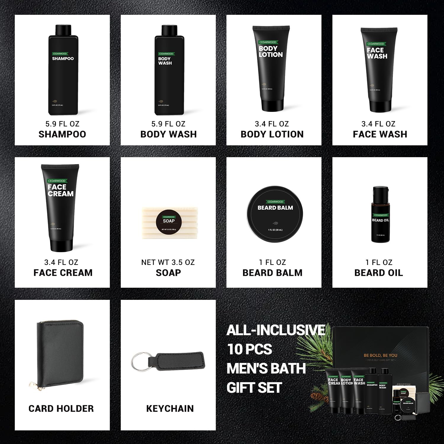 Rinse & Robust Beard Kit for Men – Cedarwood Oil & Balm Gift Set