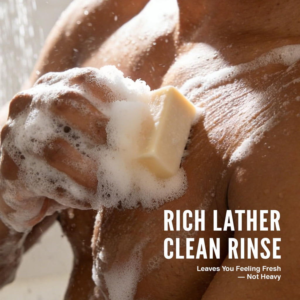 Rinse & Robust Men’s Soap Bar – Natural Sandalwood Calm, Moisturizing Cleanse (5.3 oz, 4-Pack)
