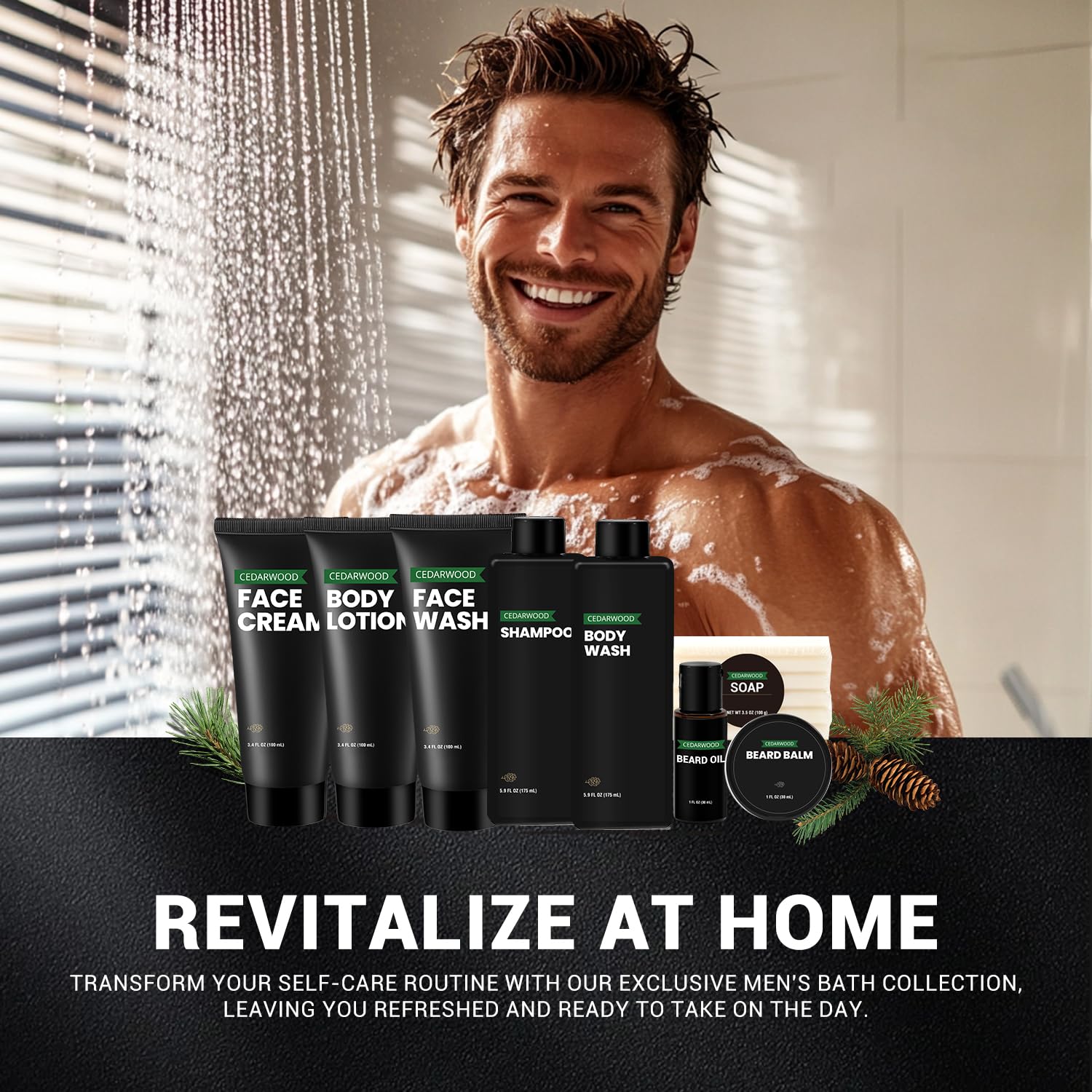Rinse & Robust Beard Kit for Men – Cedarwood Oil & Balm Gift Set