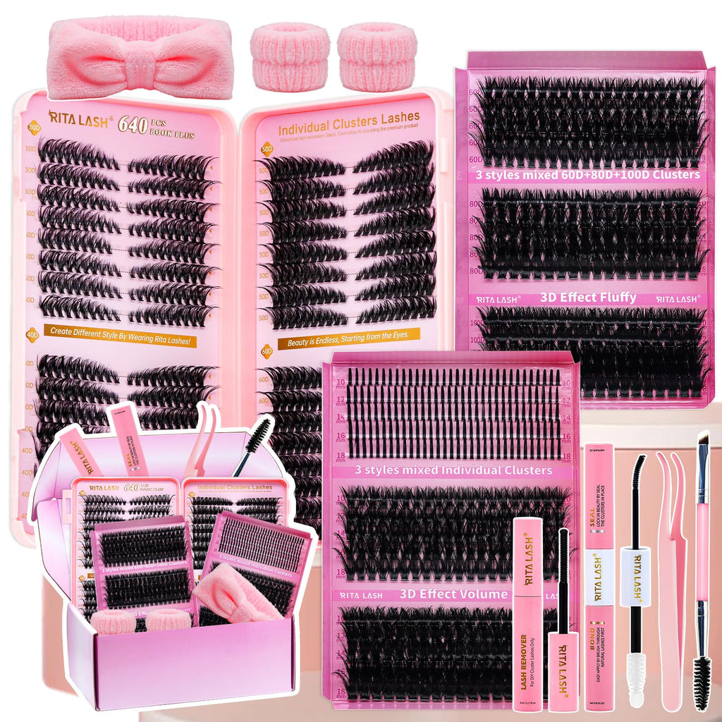 RITALASH Lash Clusters Kit — 3D Cat-Eye Extensions + Bond & Seal