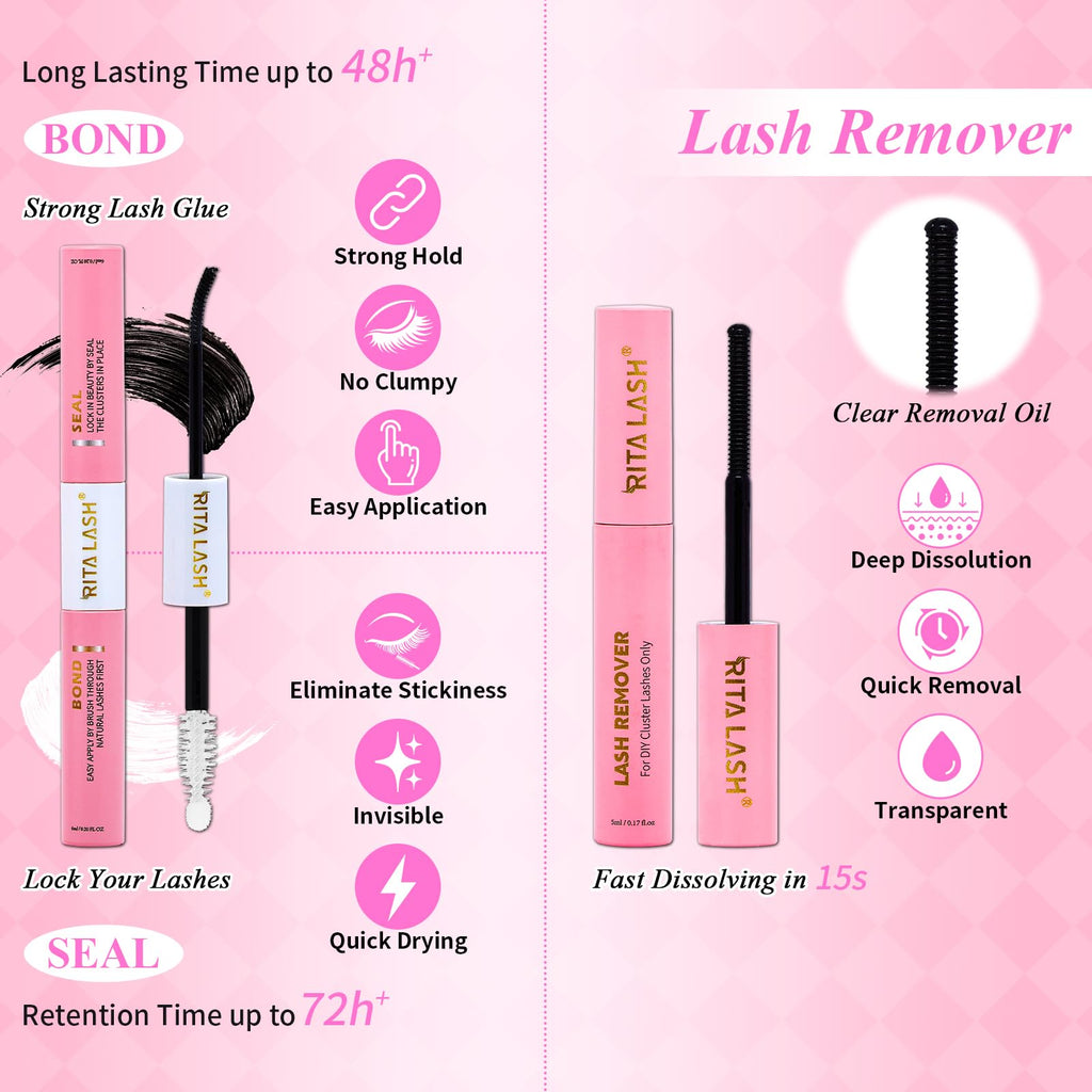 RITALASH Lash Clusters Kit — 3D Cat-Eye Extensions + Bond & Seal