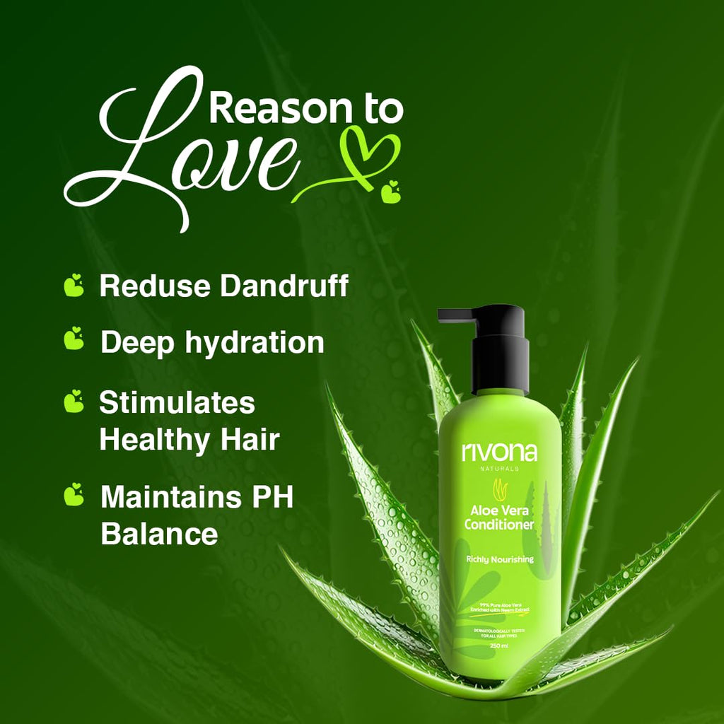 RIVONA NATURALS Aloe Vera Conditioner with Neem & Avocado Butter – Deep Hydration for Dry Hair