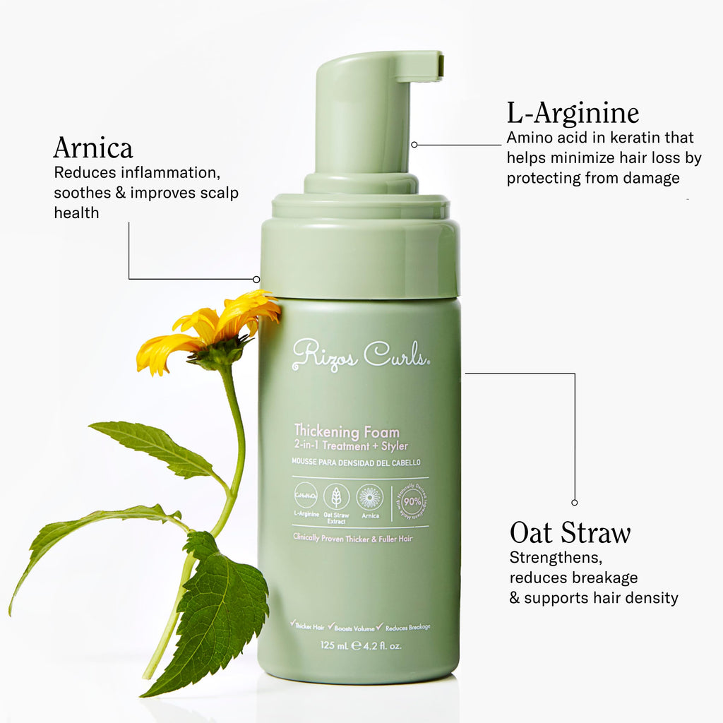 Rizos Curls Thickening Foam – 2-in-1 Treatment + Styler for Root Volume & Hair Thickness (4.2 oz)