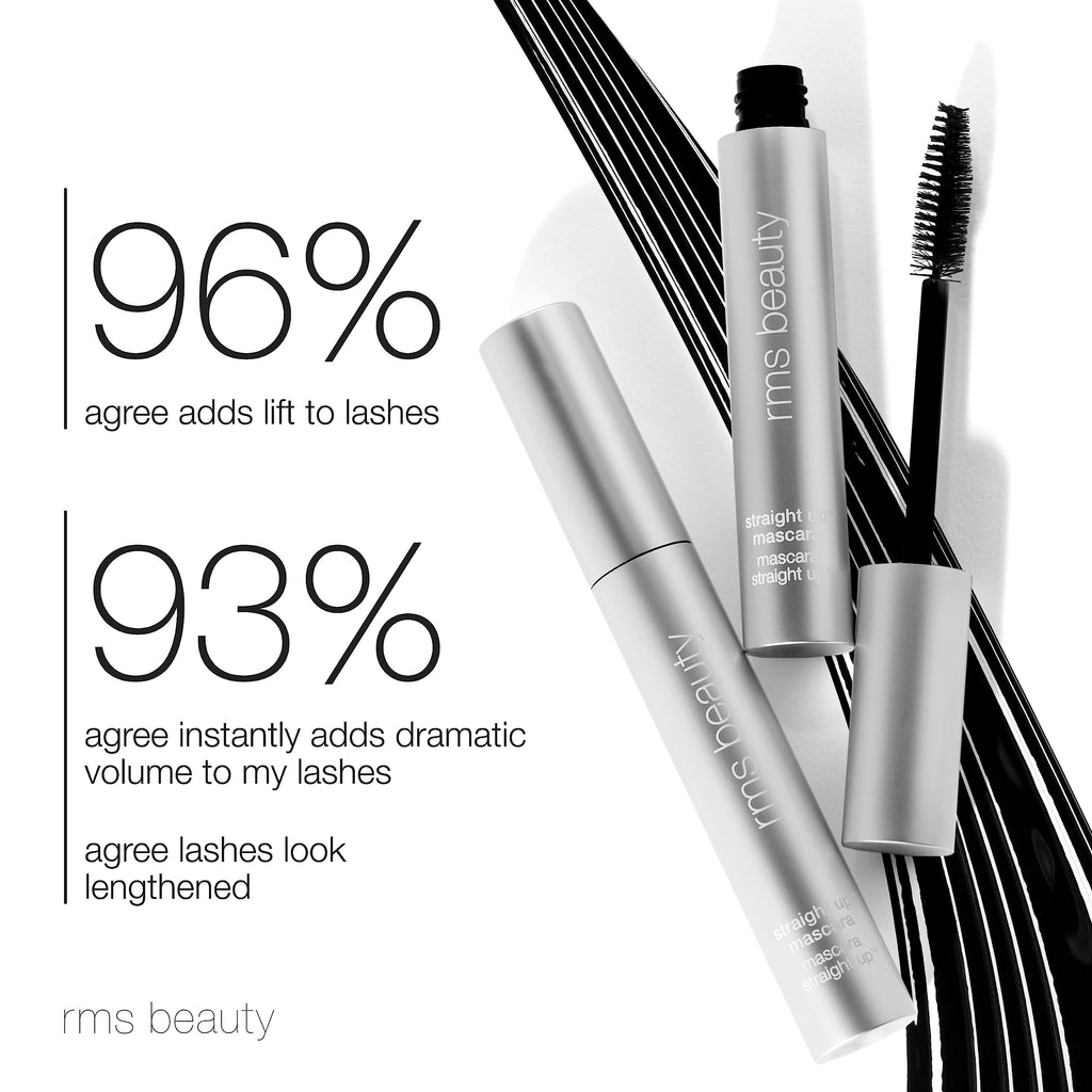 RMS Beauty Straight Up Volumizing Peptide Mascara – Black | Lash-Lengthening, Thickening, Waterproof, Vegan & Cruelty-Free (8ml)