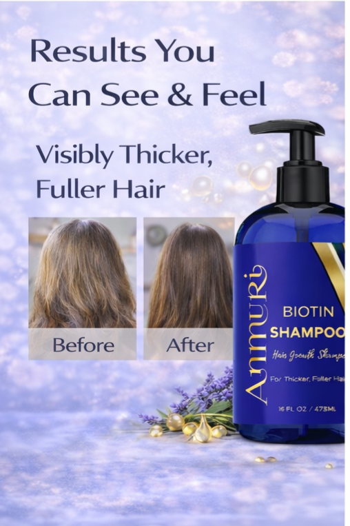 Ammuri Biotin & Caffeine Shampoo | Supports Thicker, Fuller-Looking Hair | 473ml
