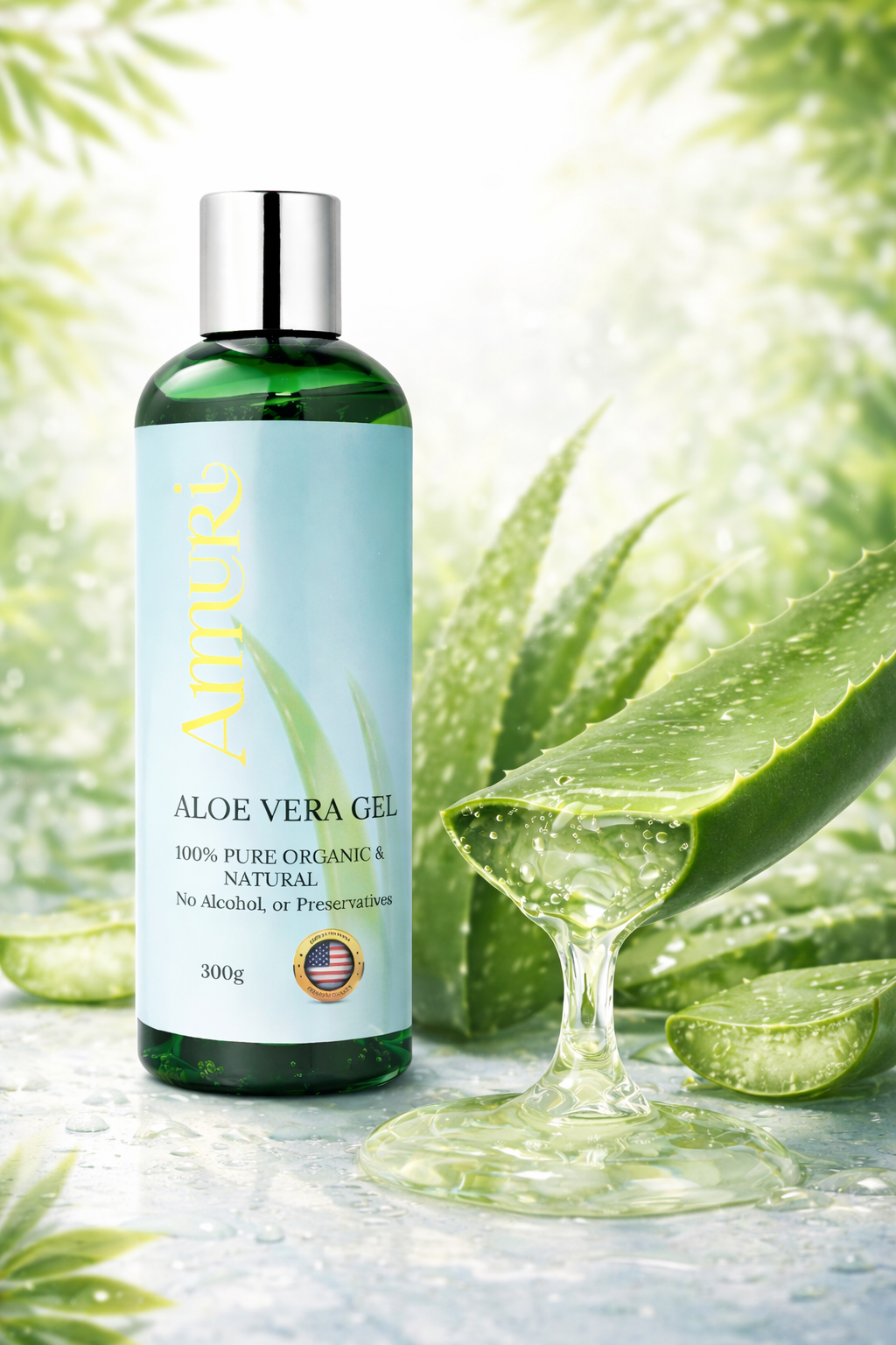 Ammuri Organic Aloe Vera Gel 300g Bottle – Face, Body & Hair Hydration