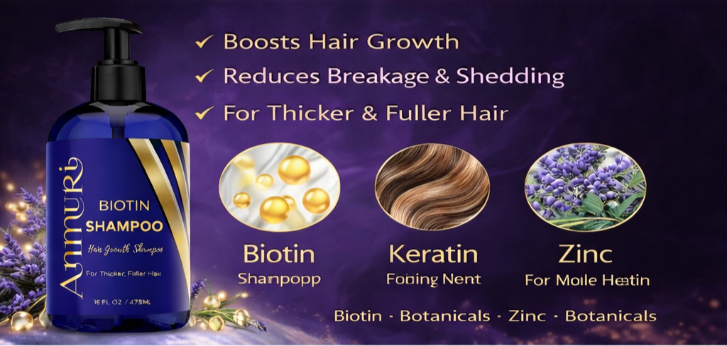Ammuri Biotin & Caffeine Shampoo | Supports Thicker, Fuller-Looking Hair | 473ml