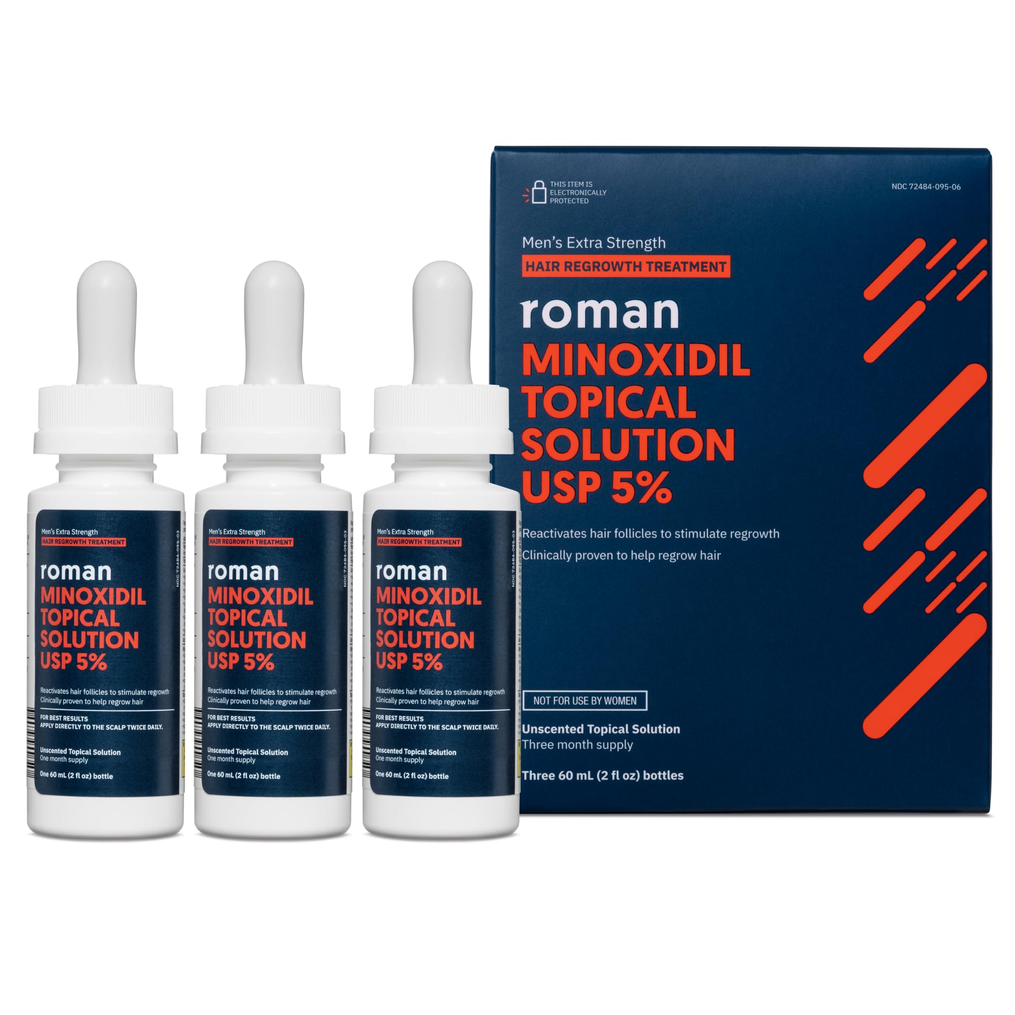 Ro Roman Men's Topical Solution 5% Minoxidil – Unscented, 3-Month Supply