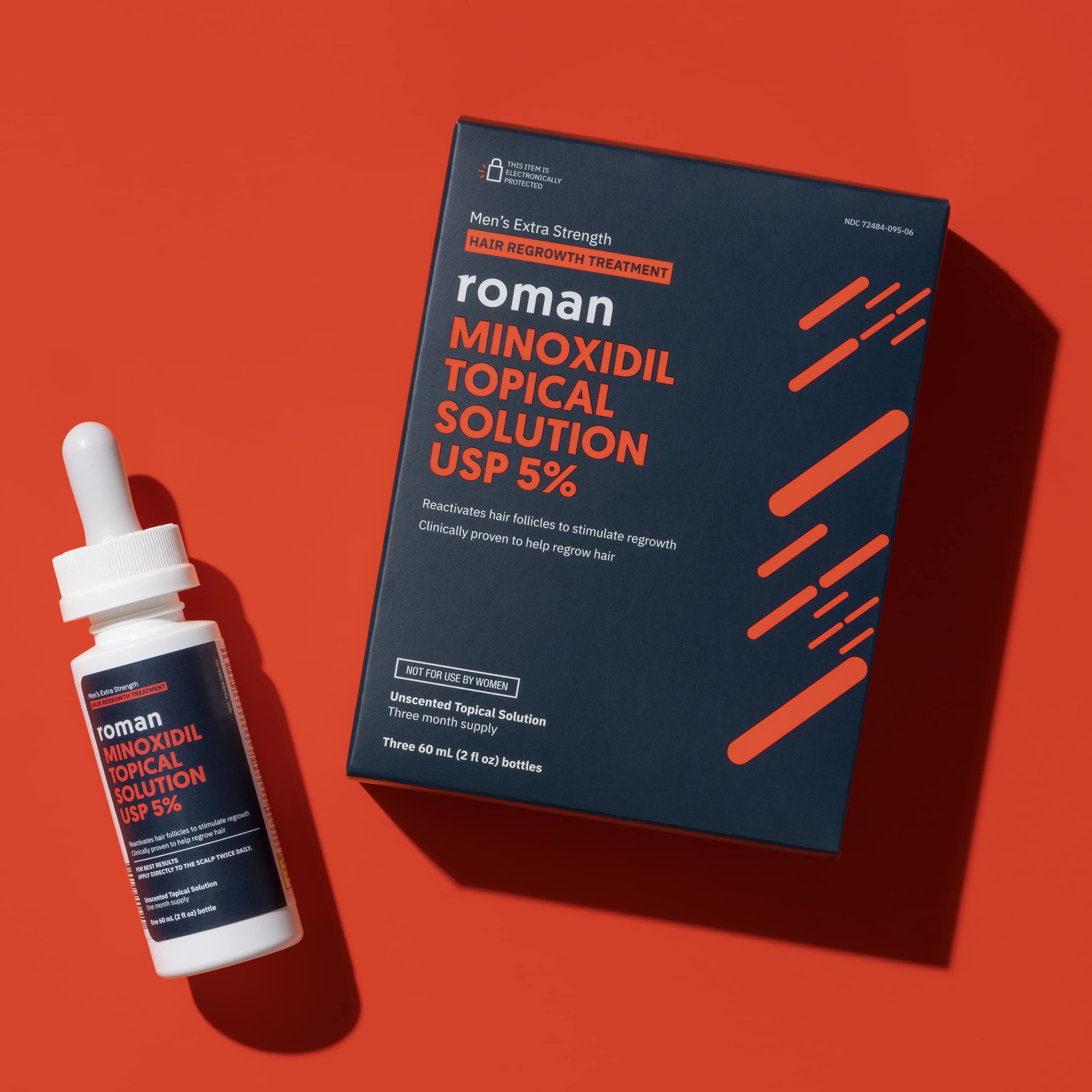 Ro Roman Men's Topical Solution 5% Minoxidil – Unscented, 3-Month Supply
