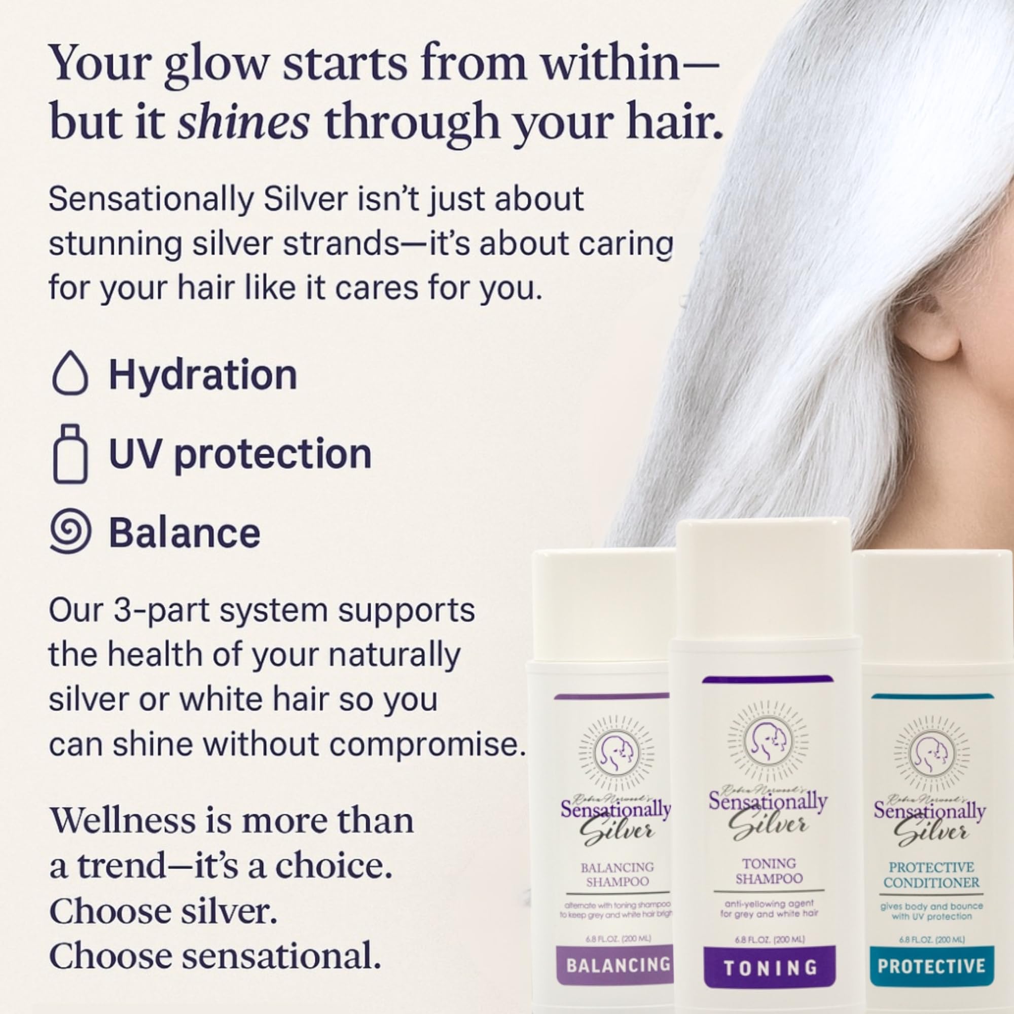 Robin Norwood's Sensationally Silver Toning Shampoo – Purple Shampoo for Gray & White Hair – Restores Shine & Neutralizes Yellowing – 6.8 oz