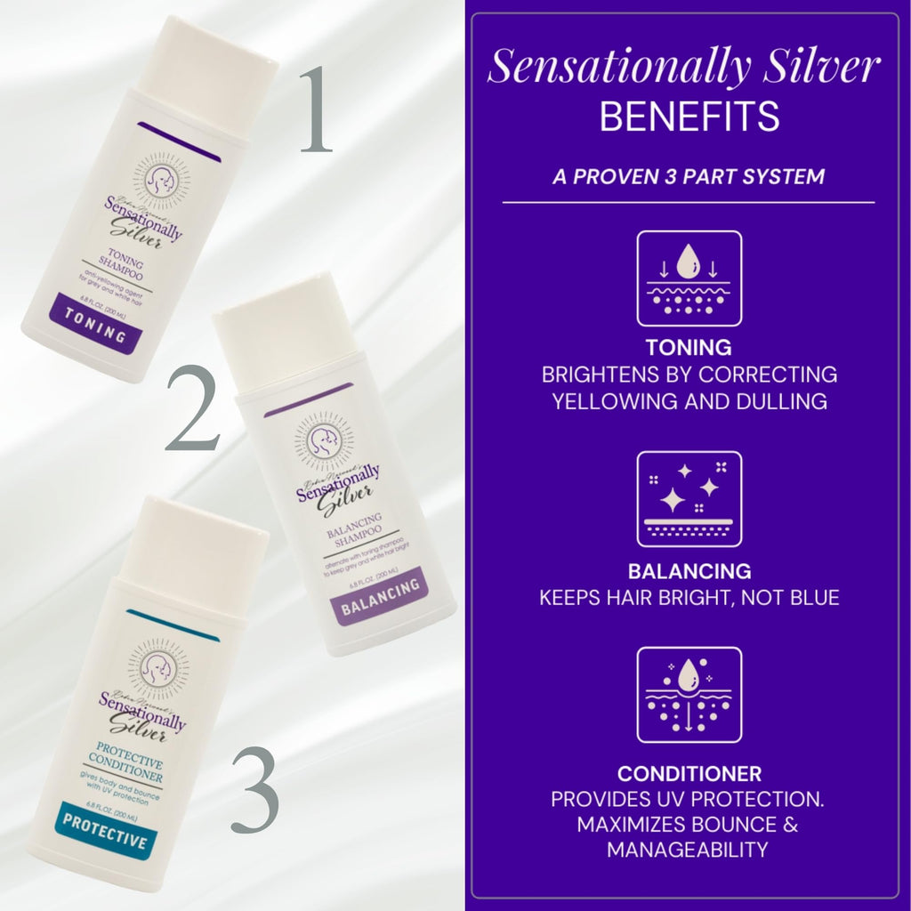 Robin Norwood's Sensationally Silver Toning Shampoo – Purple Shampoo for Gray & White Hair – Restores Shine & Neutralizes Yellowing – 6.8 oz