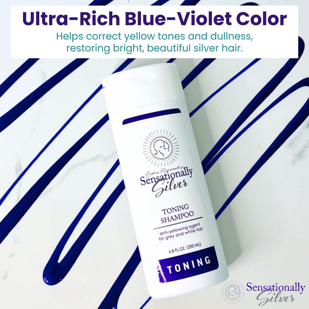 Robin Norwood's Sensationally Silver Toning Shampoo – Purple Shampoo for Gray & White Hair – Restores Shine & Neutralizes Yellowing – 6.8 oz
