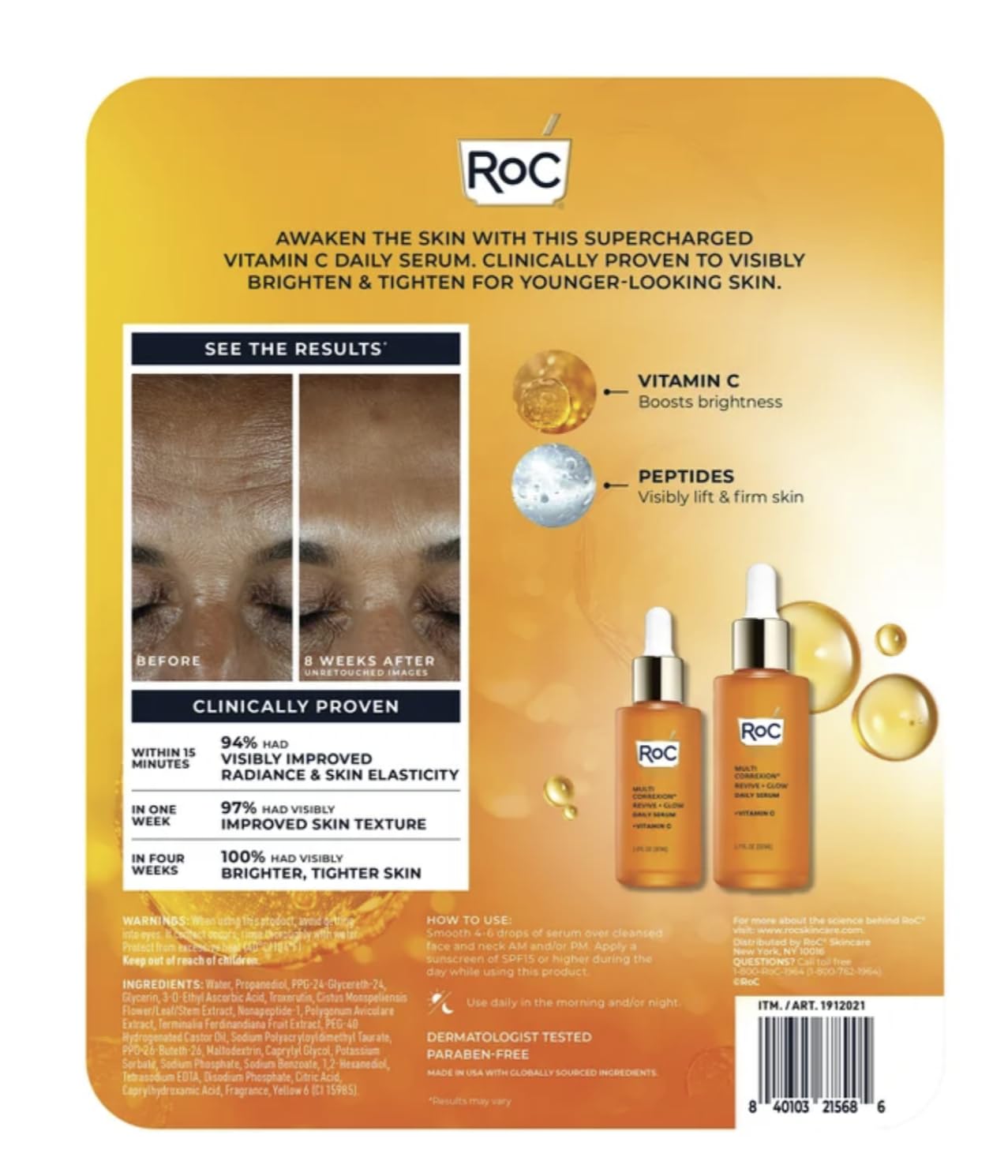 RoC Multi Correxion Revive and Glow Vitamin C Eye Balm Set — 2.7 fl oz Total (1.0 oz + 1.7 oz)