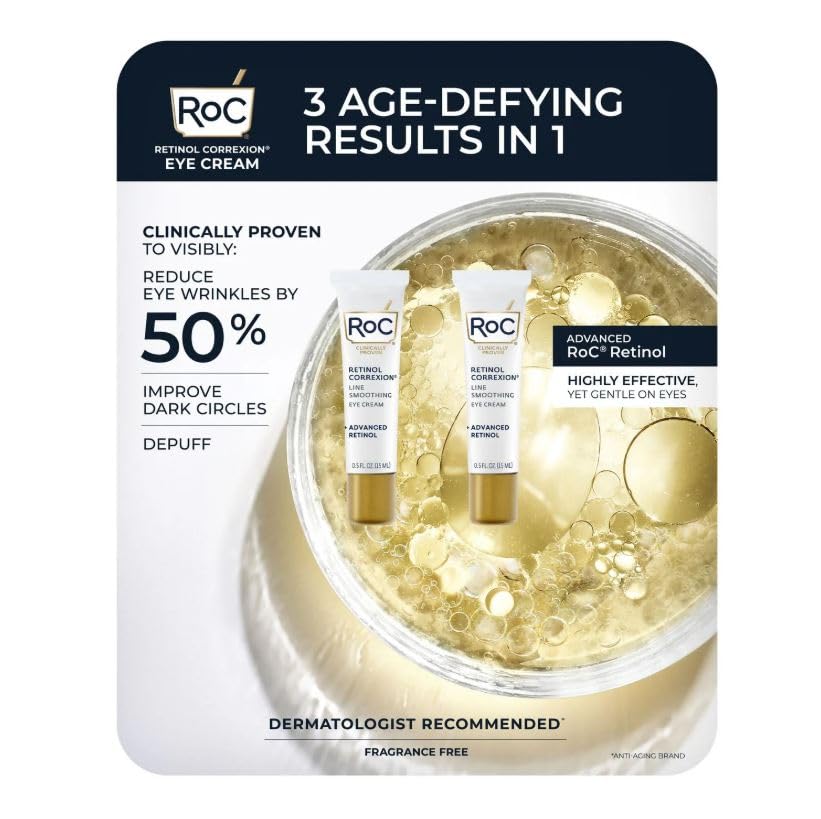 RoC Retinol Correxion Line Smoothing Eye Cream, 0.5 fl oz, 2-Pack | RoC