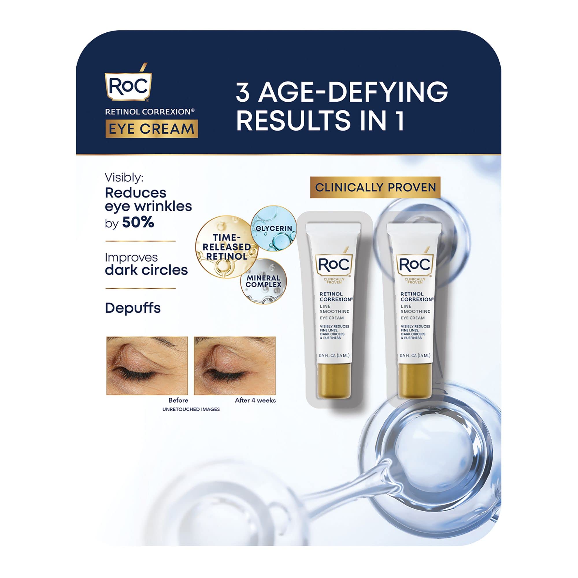 RoC Retinol Correxion Eye Cream 0.5 oz – Pack of 2 | Roc