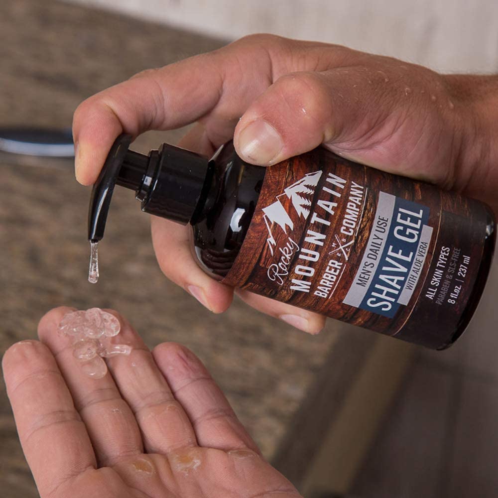 Rocky Mountain Barber Company Men’s Shave Gel – Clear Gel for Precise Shaving (8 oz)