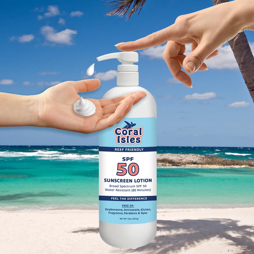 Coral Isles by Rocky Mountain Sunscreen | SPF 50 Lotion | Reef-Safe | Hawaii Compliant | 32 oz
