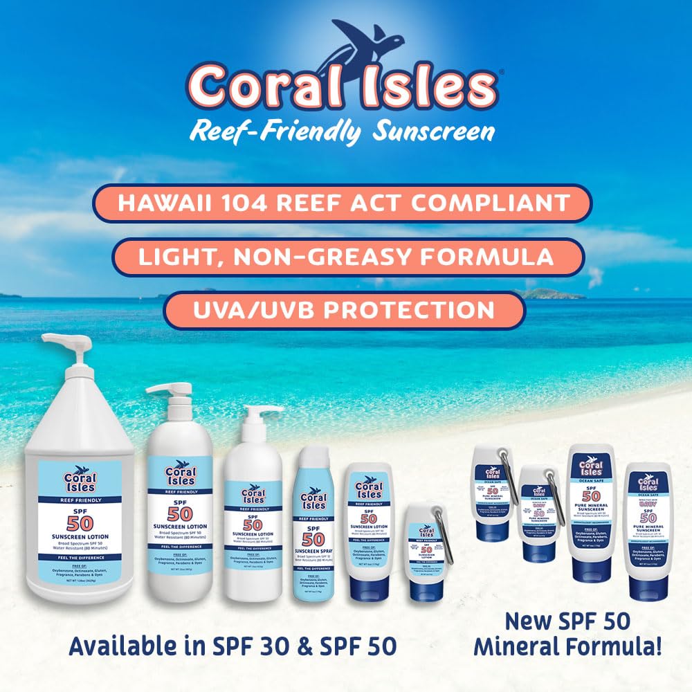 Coral Isles by Rocky Mountain Sunscreen | SPF 50 Lotion | Reef-Safe | Hawaii Compliant | 32 oz