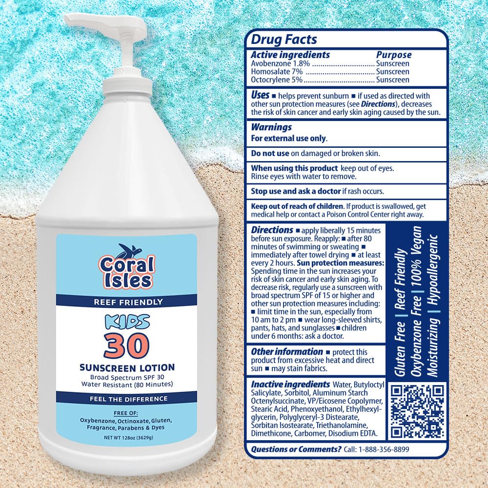 Rocky Mountain Sunscreen Kids SPF 30 Lotion | Reef Safe, Water-Resistant 80 Min, 128 oz Gallon with Pump
