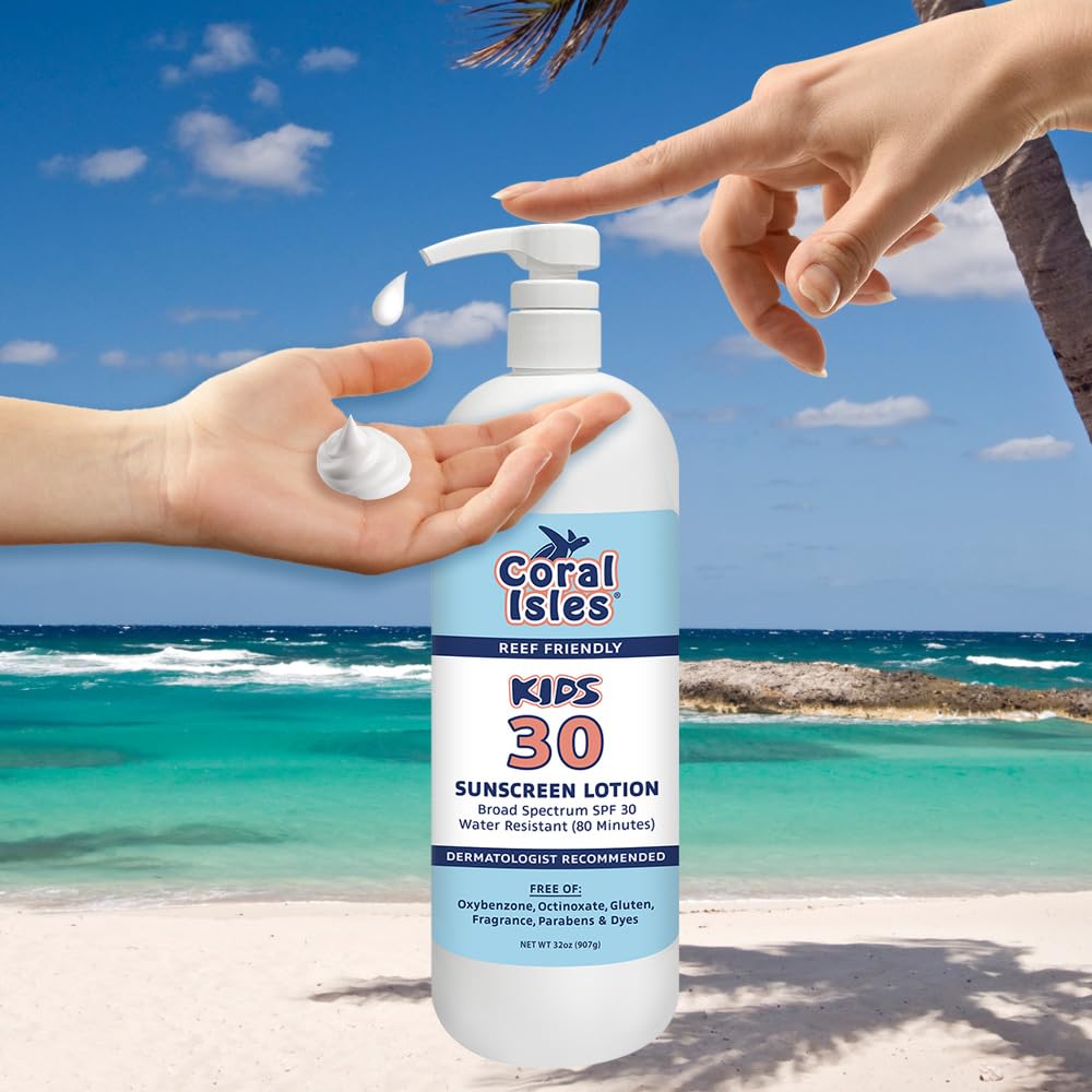 Coral Isles SPF 30 Lotion by Rocky Mountain Sunscreen | Reef Safe, Hawaii Act Compliant | 32 oz Pump