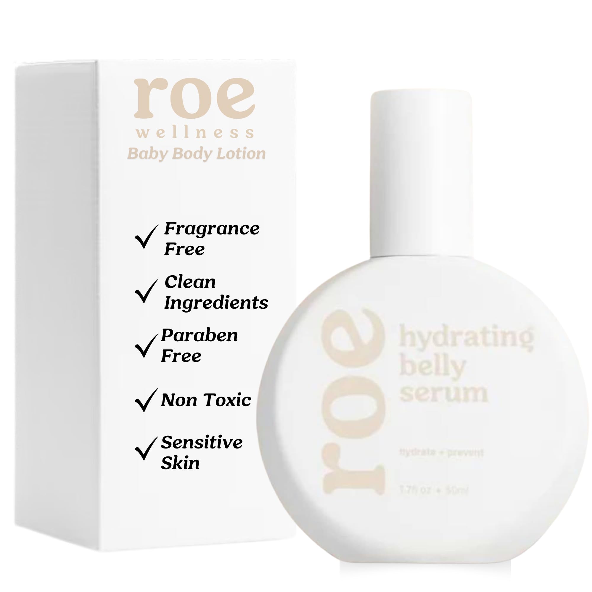 Roe Wellness Belly Stretch Mark Serum for Sensitive Skin – Hydration & Elasticity