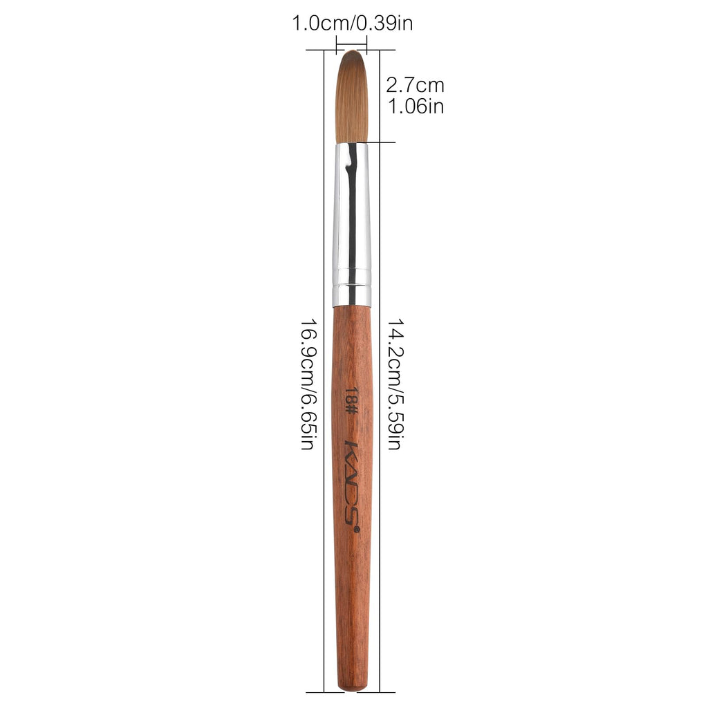 Rolabling Nail Brush Kolinsky Sable – Acrylic Nail Art Brush with Red Wooden Handle (18#)