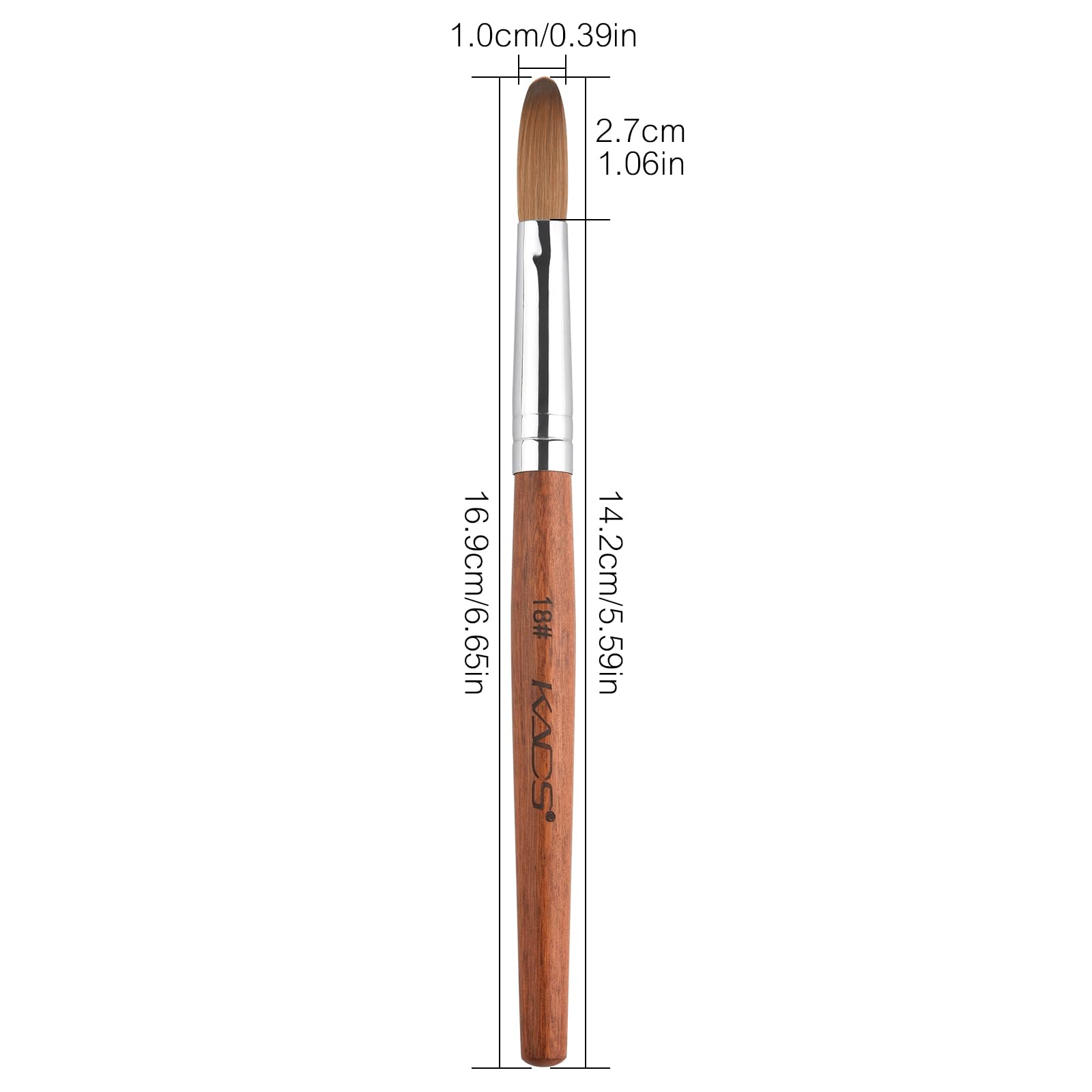 Rolabling Nail Brush Kolinsky Sable – Acrylic Nail Art Brush with Red Wooden Handle (18#)