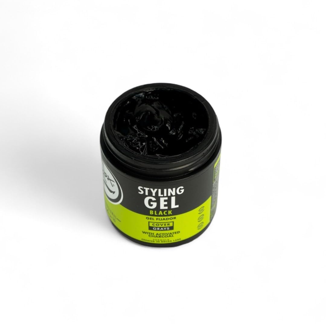 Rolda Black Styling Gel - Medium-Strong Hold, Medium Shine, Activated Charcoal, 2-Pack (17.6oz)