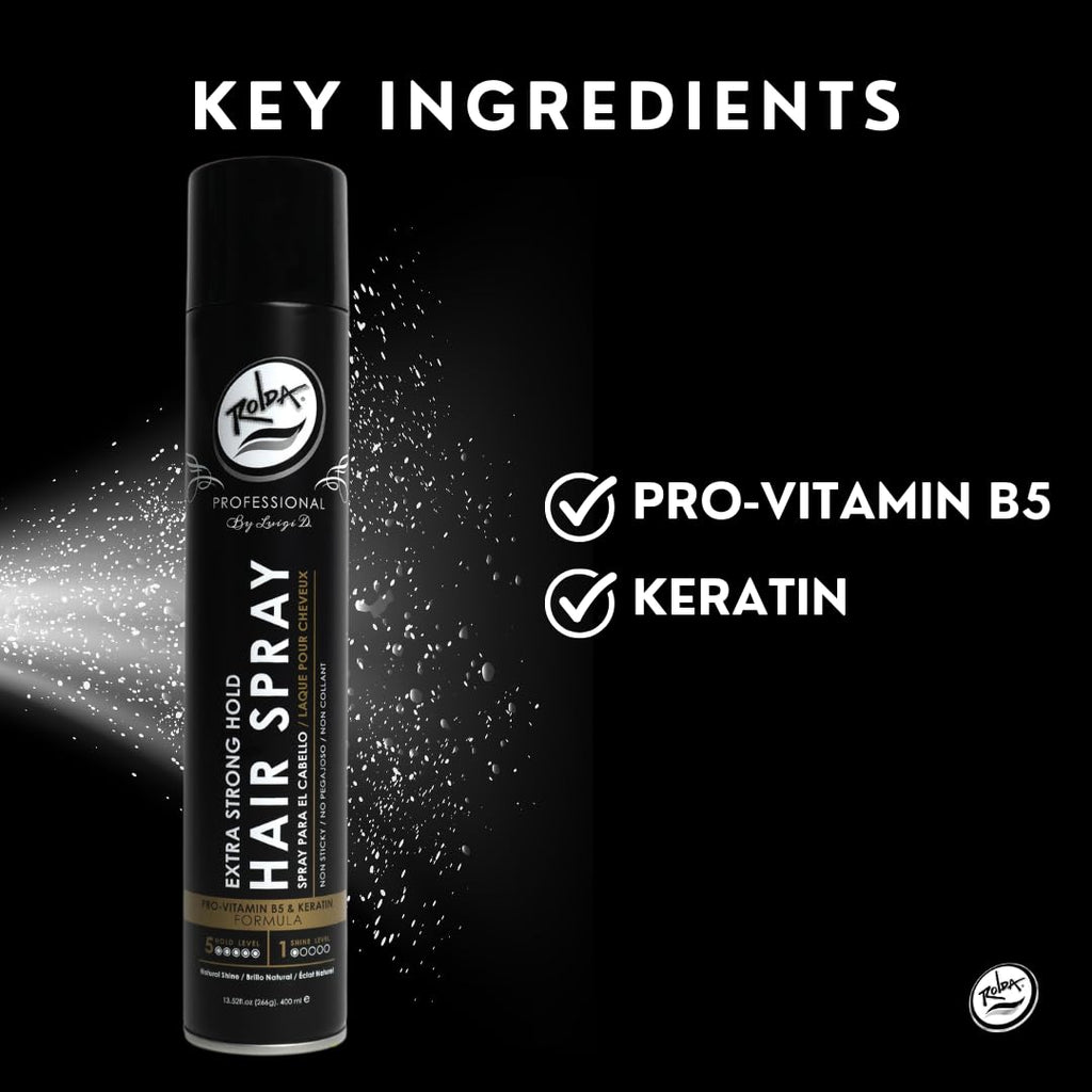Rolda Extra Strong Hold Hair Spray for Men – Matte Finish, Pro-Vitamin B5, Humidity Control (13.52 oz)