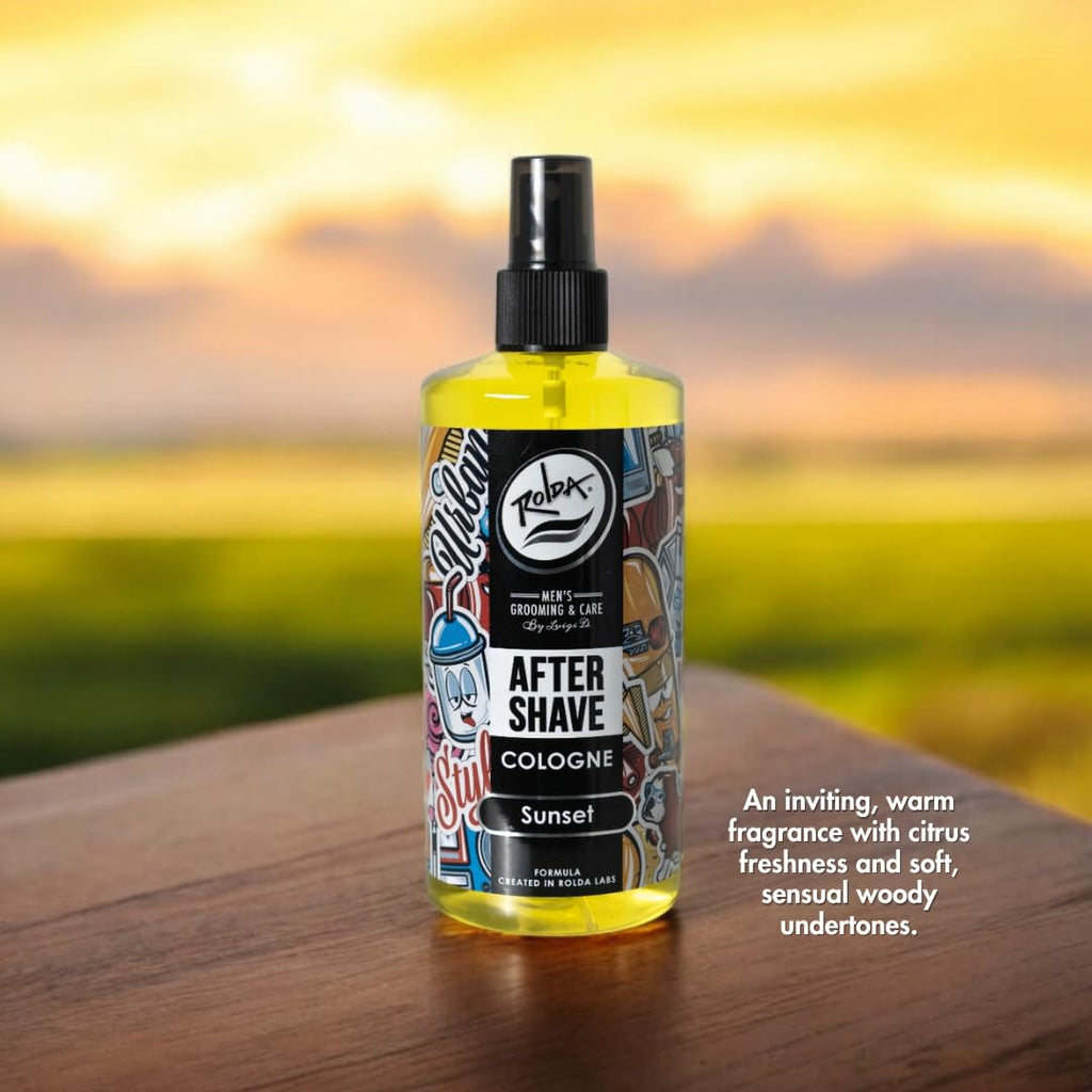 Rolda Sunset After Shave Tonic Cologne for Men – Calms Irritation, Heals & Refreshes, Citrusy Fragrance (14.54 oz / 430 ml)